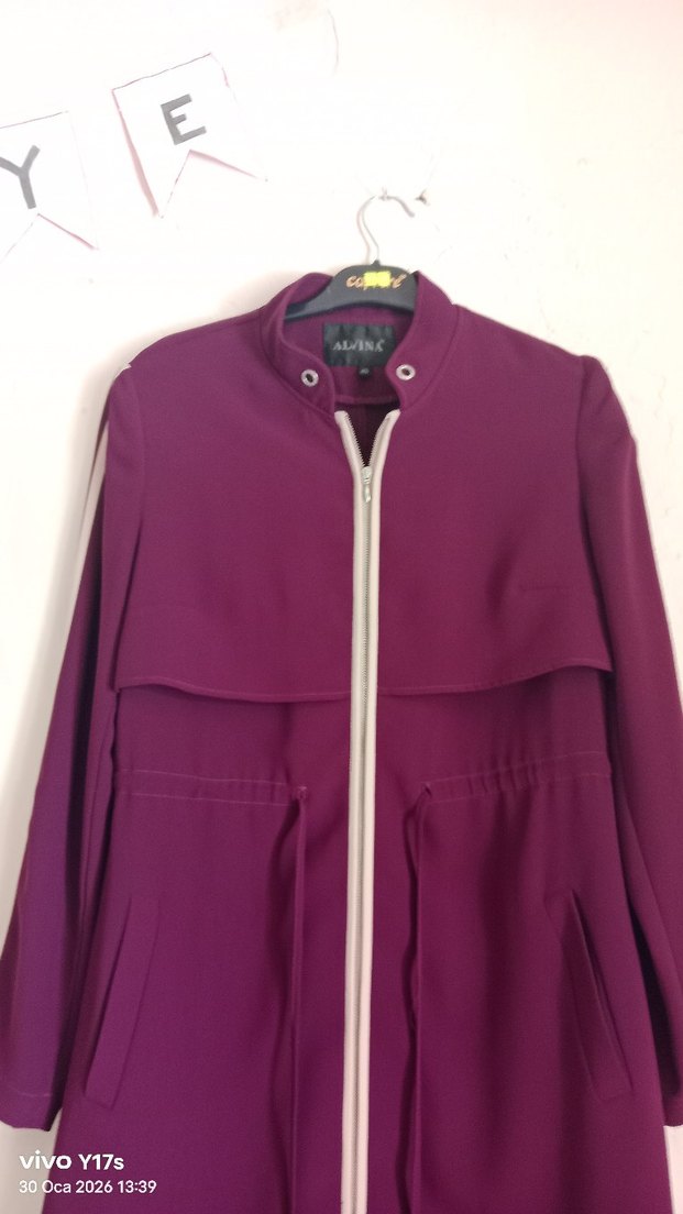 mor Uzun Kollu Hamile Kabanı - Görsel 4