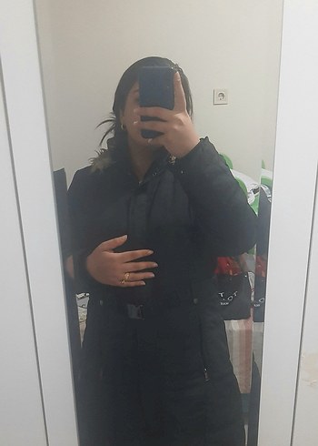 LC Waikiki Siyah Kadın Uzun Kışlık Mont Kürklü
