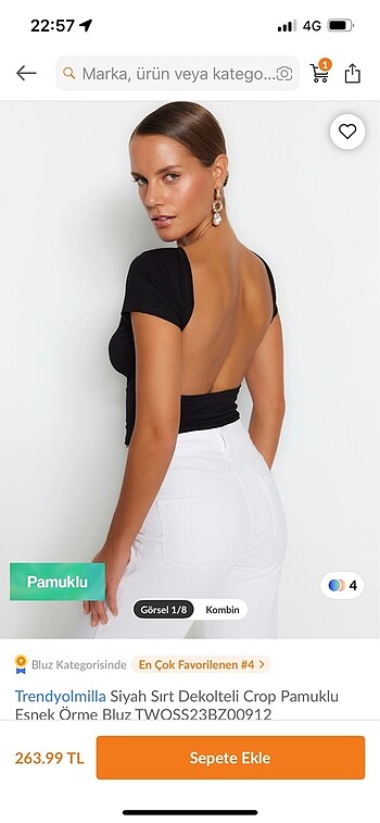 Siyah sırt dekolteli crop bluz milla