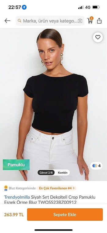 Trendyol & Milla Siyah sırt dekolteli crop bluz milla