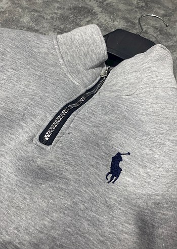 Gri Fermuarlı Yarım Fermuarlı Erkek Sweatshirt - Görsel 3
