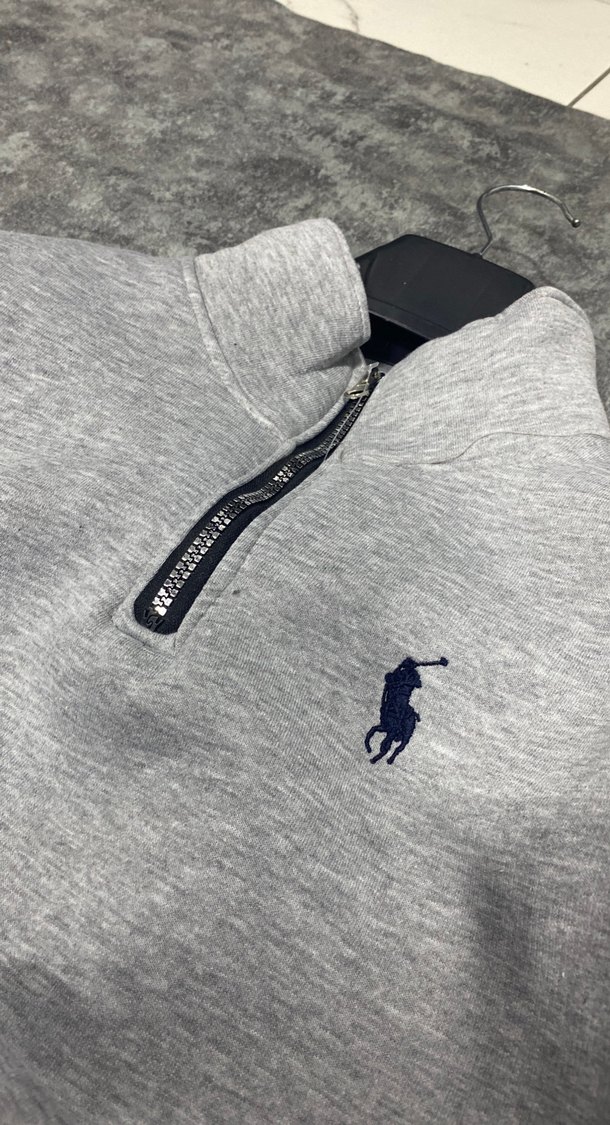 Gri Fermuarlı Yarım Fermuarlı Erkek Sweatshirt - Görsel 3