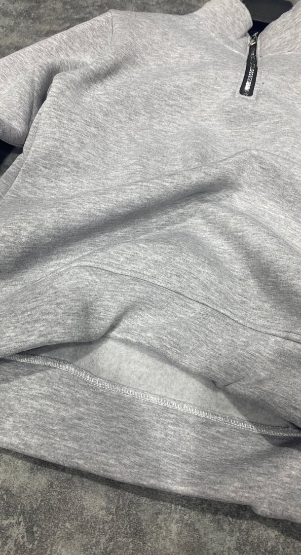 Gri Fermuarlı Yarım Fermuarlı Erkek Sweatshirt - Görsel 2