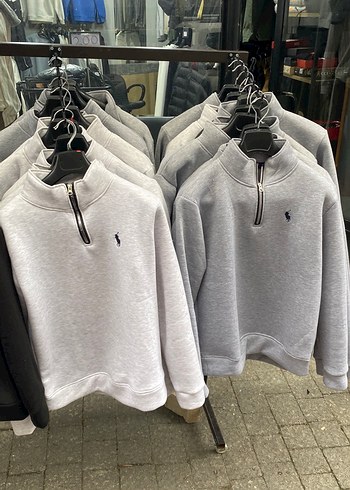 Gri Yarım Fermuarlı Erkek Sweatshirt - Görsel 2