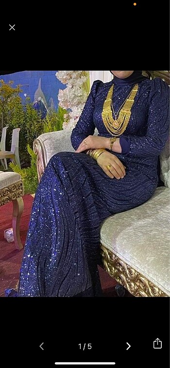 Lacivert simli abiye