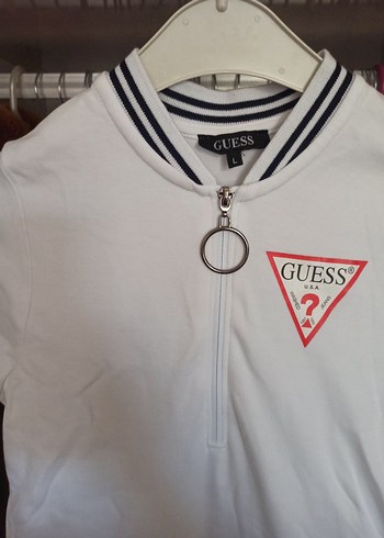 l Beden Guess Beyaz Fermuarlı Hamile Midi Elbise