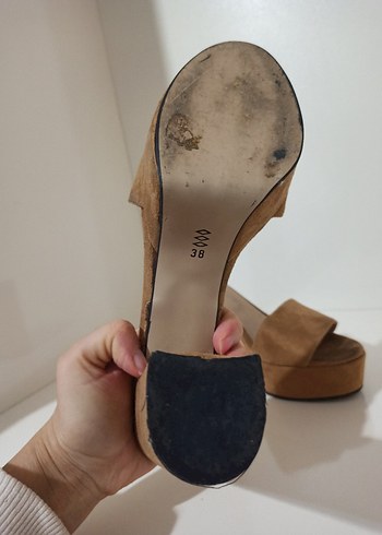 Bej Süet Platform Topuklu Kadın Terlik - Görsel 4