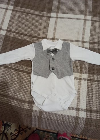 Gri Uzun Kollu Bebek Body - Görsel 2