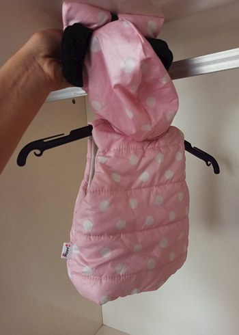 Kız bebkk Kapüşonlu Pembe Puantiyeli Yelek - Görsel 3