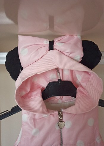 Kız bebkk Kapüşonlu Pembe Puantiyeli Yelek - Görsel 6