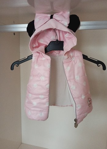 Kız bebkk Kapüşonlu Pembe Puantiyeli Yelek - Görsel 2