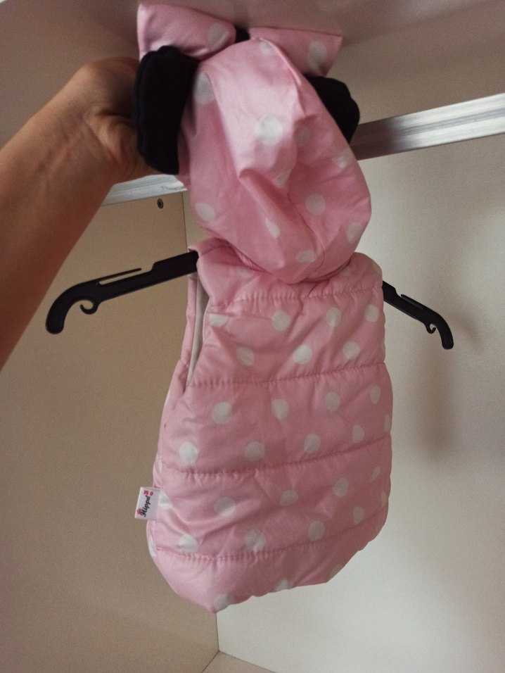 Kız bebkk Kapüşonlu Pembe Puantiyeli Yelek - Görsel 3