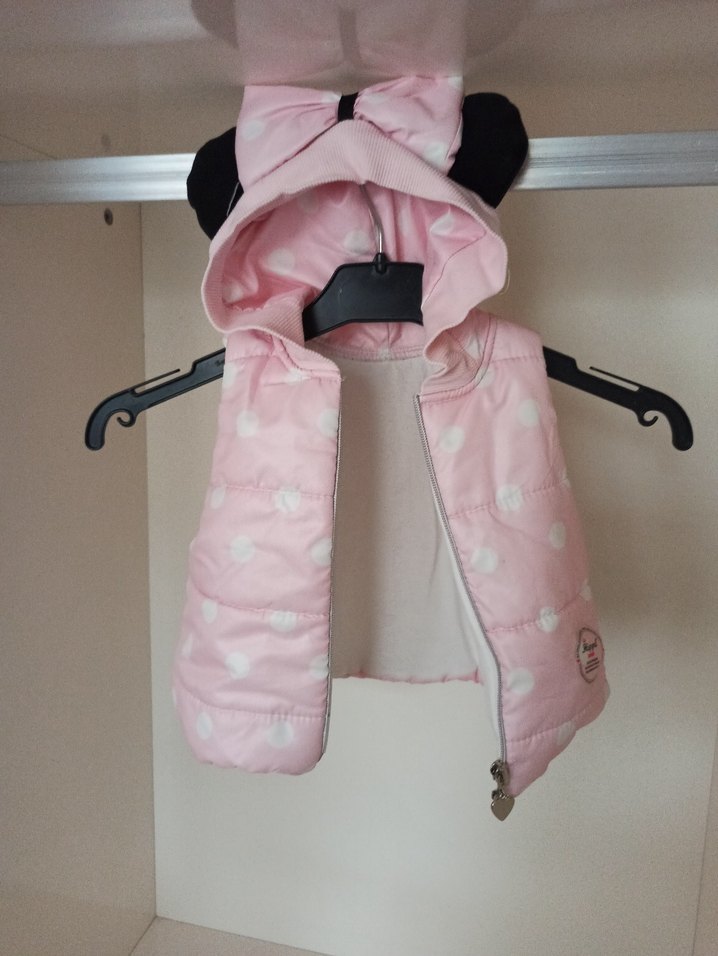 Kız bebkk Kapüşonlu Pembe Puantiyeli Yelek - Görsel 2