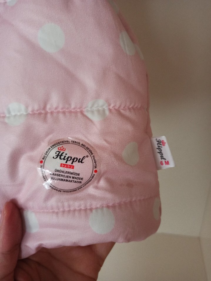 Kız bebkk Kapüşonlu Pembe Puantiyeli Yelek - Görsel 5