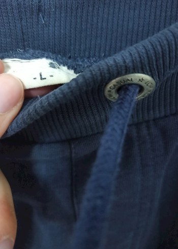 Erkek Lacivert Denim Fermuarlı Eşofman Altı - Görsel 4