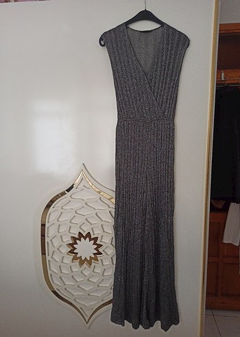 Pileli tulum v yaka İspanyol paça - Görsel 4