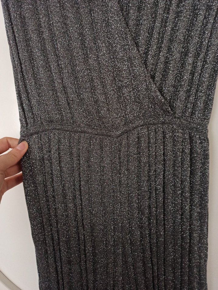 Pileli tulum v yaka İspanyol paça - Görsel 5