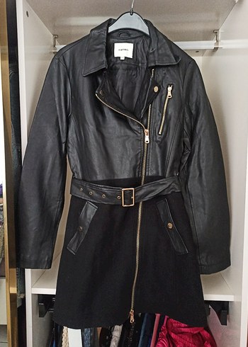 Kadın Siyah Deri Kemerli Ceket Elbise - Görsel 2