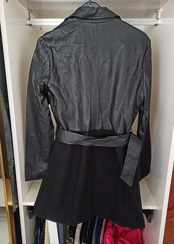 Kadın Siyah Deri Kemerli Ceket Elbise - Görsel 6