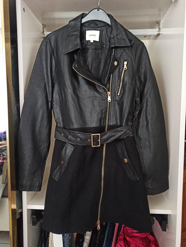 Kadın Siyah Deri Kemerli Ceket Elbise - Görsel 2