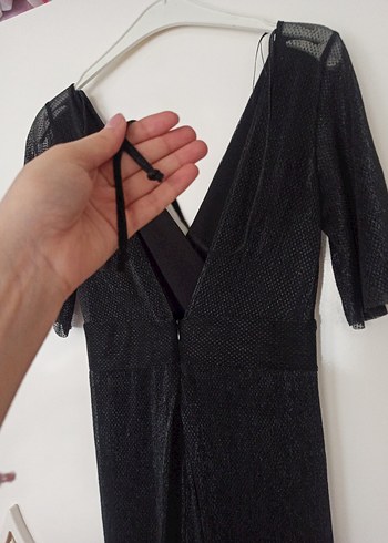 Siyah Abiye Tulum sırt detaylı - Görsel 10