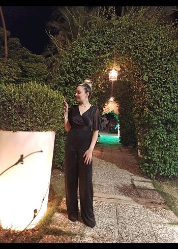 Siyah Abiye Tulum sırt detaylı - Görsel 2