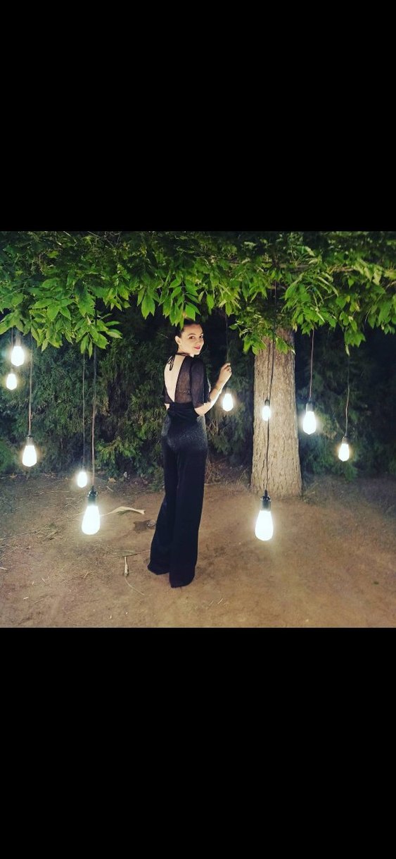 Siyah Abiye Tulum sırt detaylı - Görsel 3