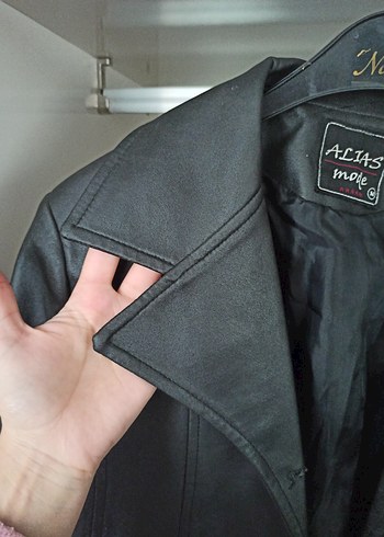 Siyah Düğmeli Deri Ceket Gerçek Deri - Görsel 5