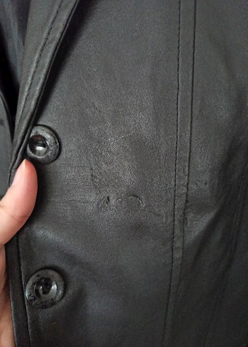 Siyah Düğmeli Deri Ceket Gerçek Deri - Görsel 6