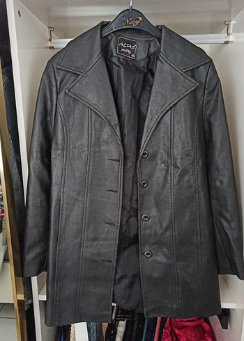 Siyah Düğmeli Deri Ceket Gerçek Deri - Görsel 2