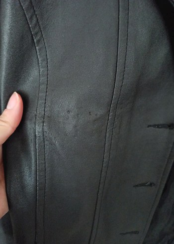 Siyah Düğmeli Deri Ceket Gerçek Deri - Görsel 7