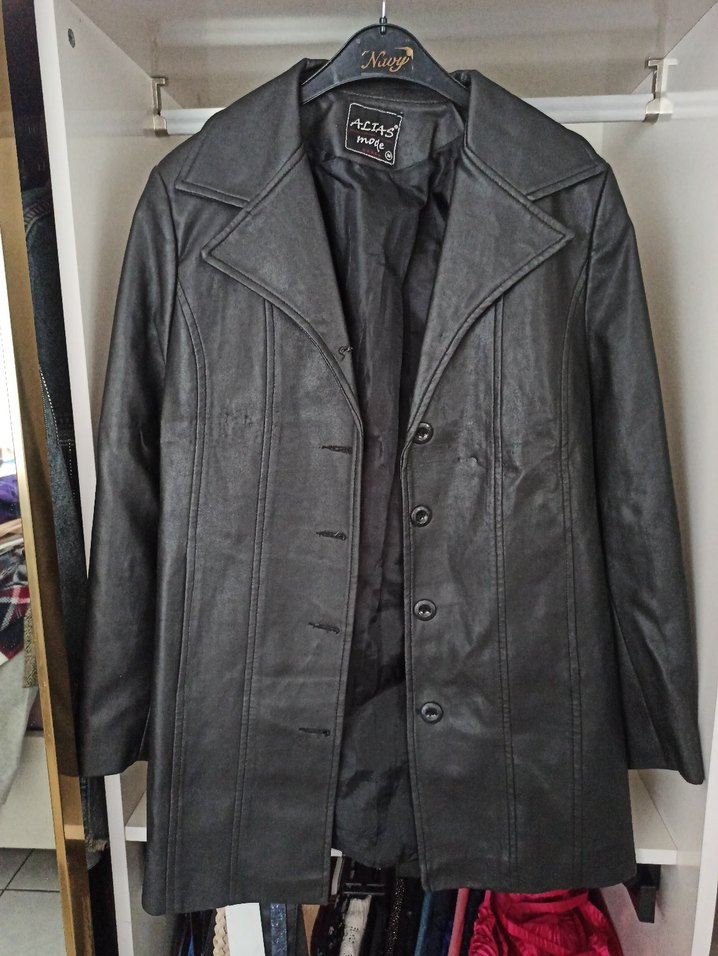 Siyah Düğmeli Deri Ceket Gerçek Deri - Görsel 2