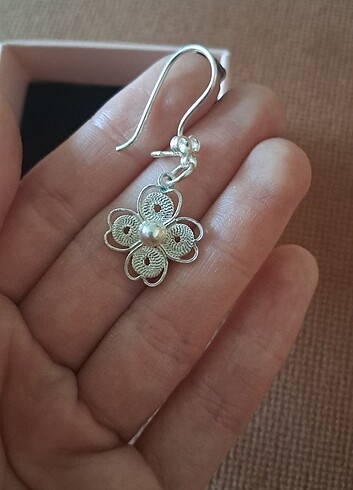 Tasarımcı Gümüş telkari kolye ve kupe set