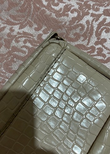 Krem rengi Yılan Derisi Desenli Deri Kadın Çanta - Görsel 5