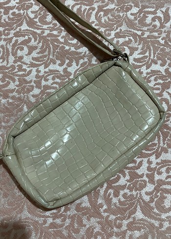 Krem rengi Yılan Derisi Desenli Deri Kadın Çanta - Görsel 3