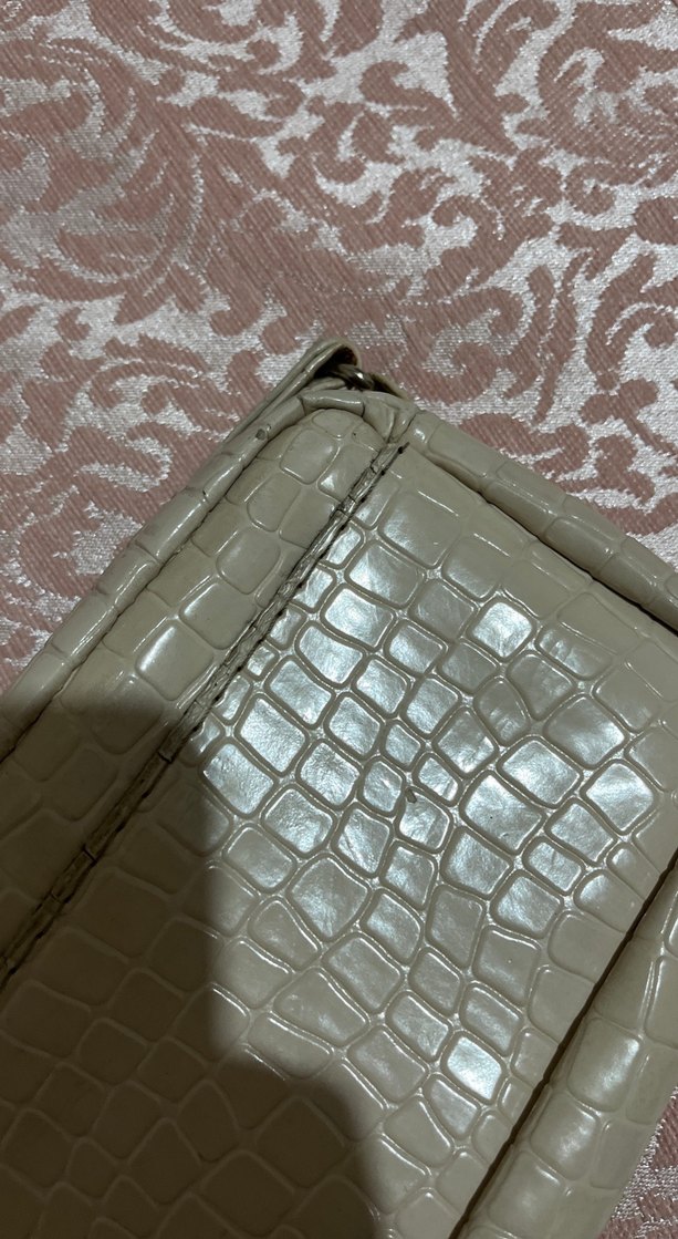 Krem rengi Yılan Derisi Desenli Deri Kadın Çanta - Görsel 5