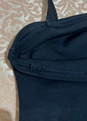 Detaylı Siyah yanları büzgülü boyundan bağlamalı Straplez - Görsel 6