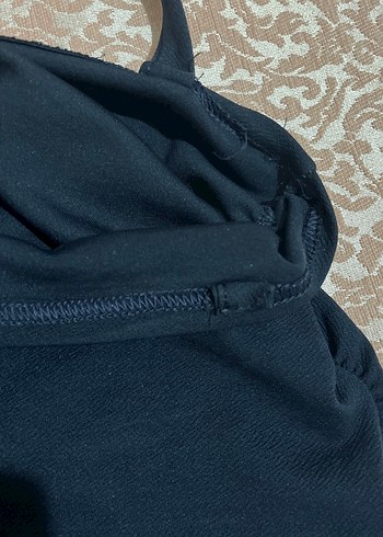 Detaylı Siyah yanları büzgülü boyundan bağlamalı Straplez - Görsel 5