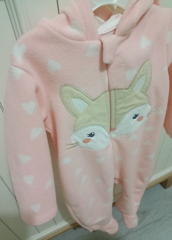 HelloBaby Pembe Kürklü Baskılı Bebek Tulum