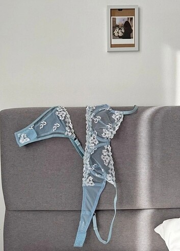 s Beden Mavi Çiçekli Bralet Takım