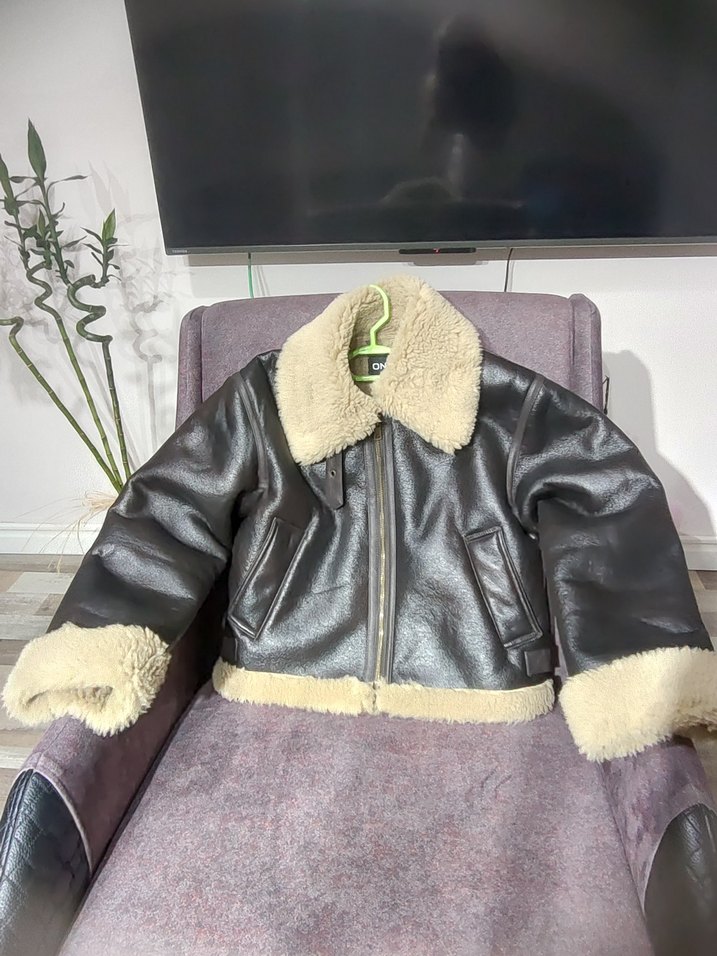 Kahverengi Kürklü Deri Kadın Ceket - Görsel 2