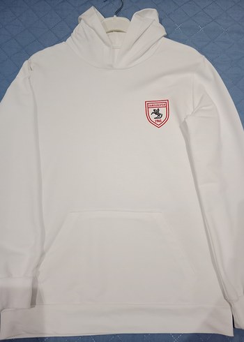 Beyaz Kapüşonlu Erkek Sweatshirt