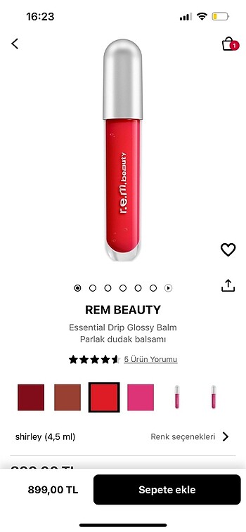  Beden kırmızı Renk REM BEUTY essential drip glossy balm parlak dudak balsamı