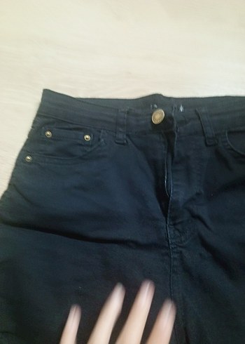 Düğmeli Siyah Kadın Denim Midi Jean
