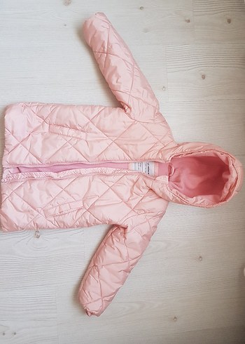 Kapüşonlu Fermuarlı Pembe Mont