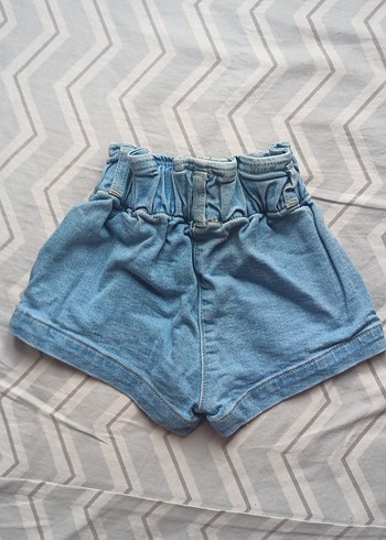 Düğmeli Mavi Kız Kot Şort - Görsel 2