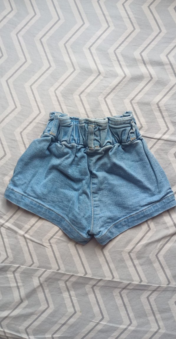 Düğmeli Mavi Kız Kot Şort - Görsel 2