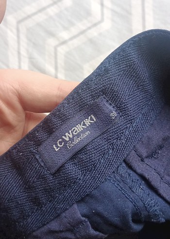 Erkek Lacivert Keten Şort - Görsel 3