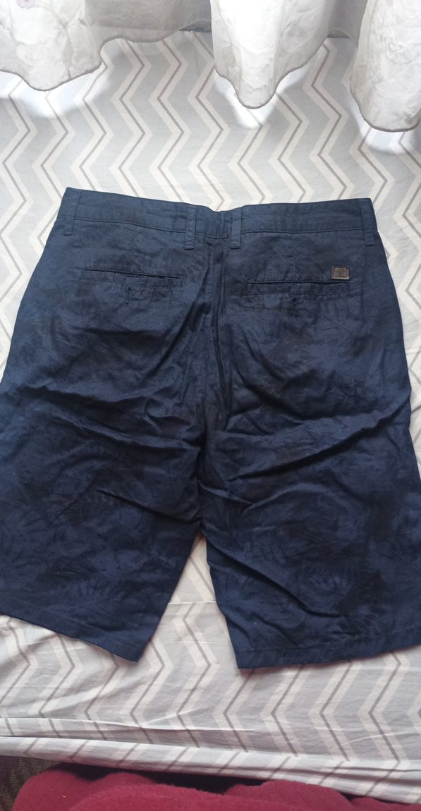 Erkek Lacivert Keten Şort - Görsel 2