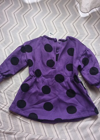 Kız Çocuk Mor Puantiyeli Uzun Kollu Elbise - Görsel 2